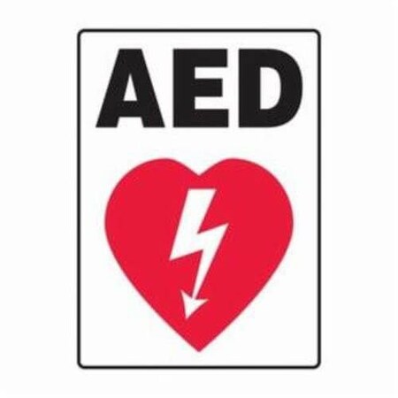 Accuform Safety Sign, Legend AED, 6 mil Adhesive DuraVinyl, 20 in Height, 14 in Width MFSD564XV